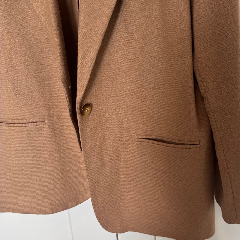 Sag Harbor Vintage Women’s Tan 100% Pure New Virgin Wool Blazer Jacket Size 16 - Picture 11 of 12